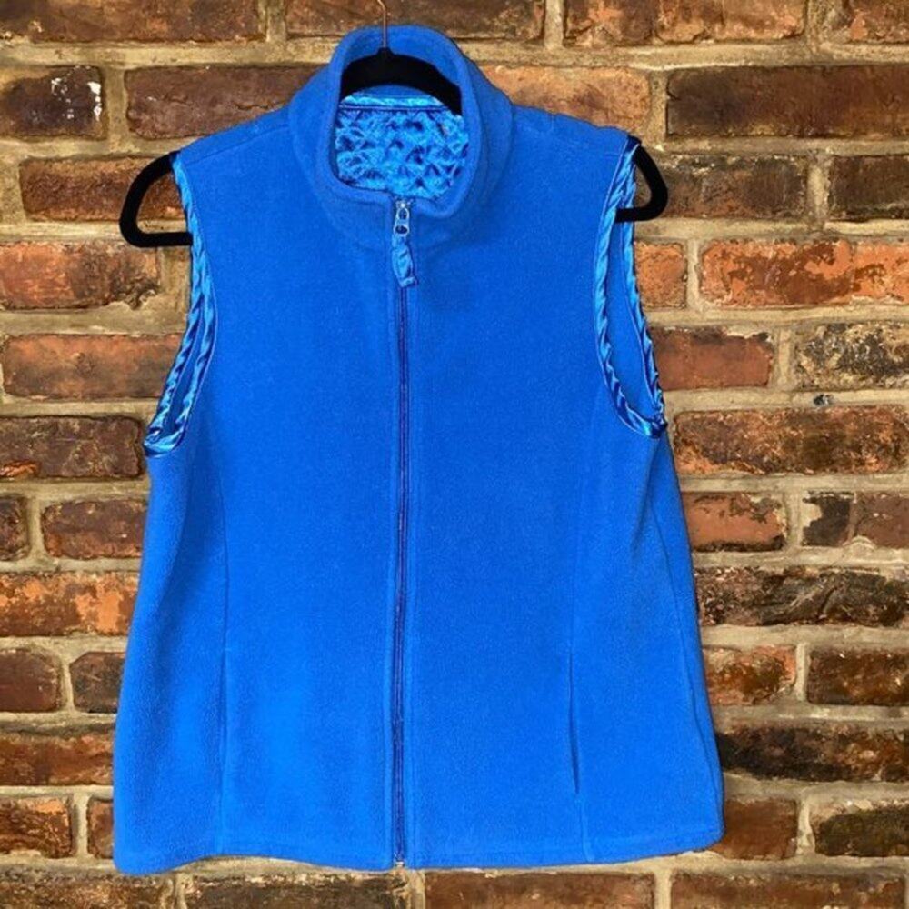 Mountain Lake Vintage Blue Fleece Sleeveless Full Zip Vest Women's